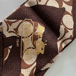 Vintage New Coach Signature C Print Silk Skinny Accessory Neck Head Tie Scarf